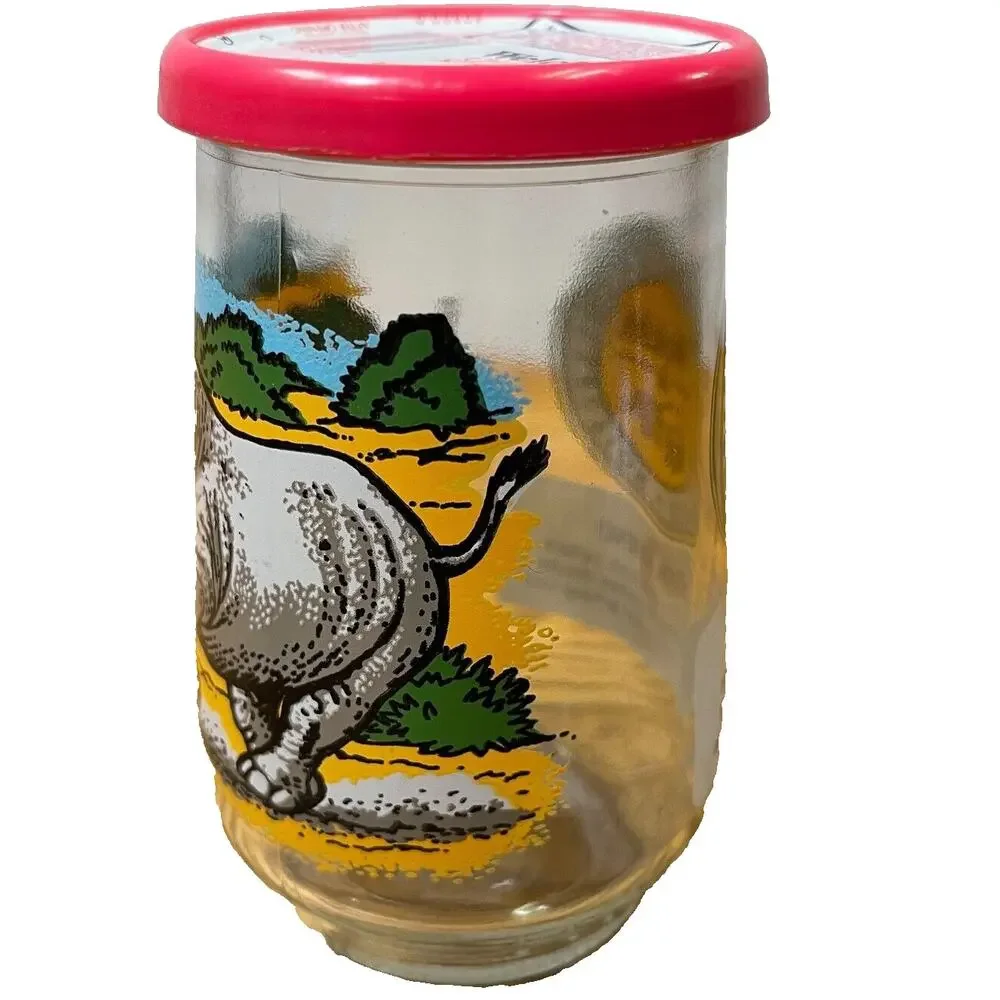 Welch’s Jelly Jar Glass Black Rhino with Lid – 1990s Endangered Species Series